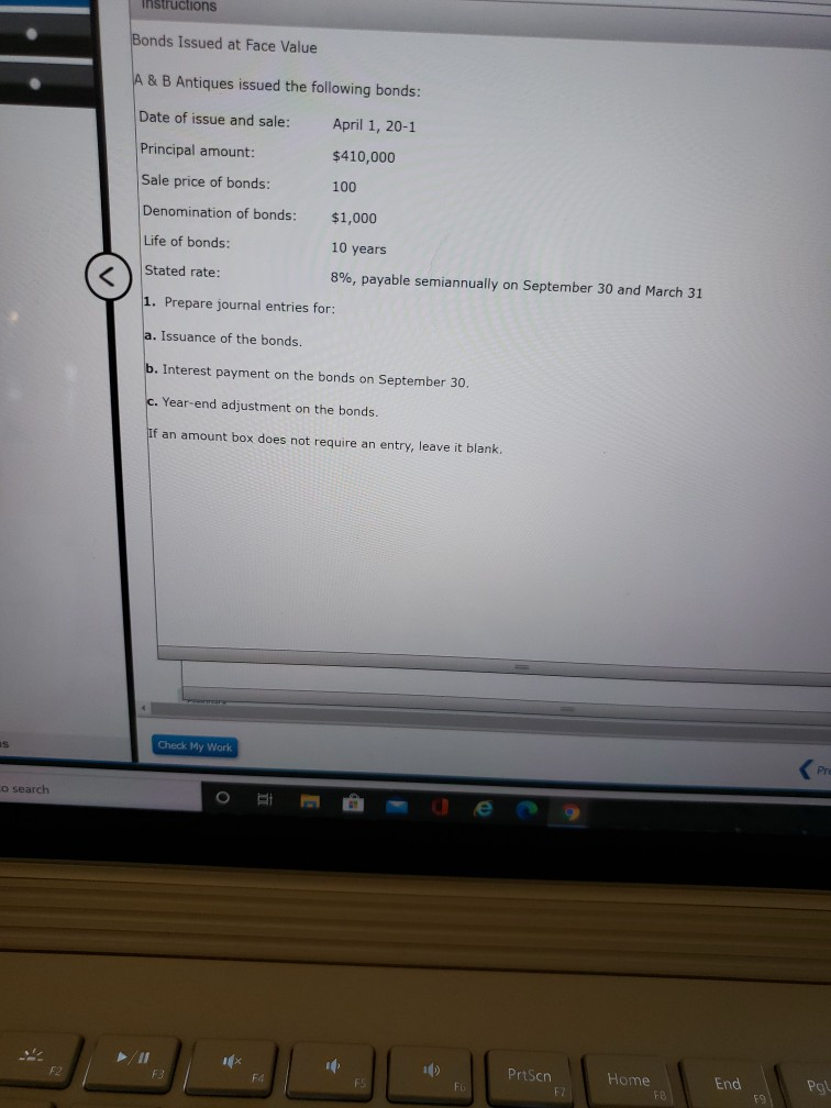 instructions Bonds Issued at Face Value A & B Antiques issued