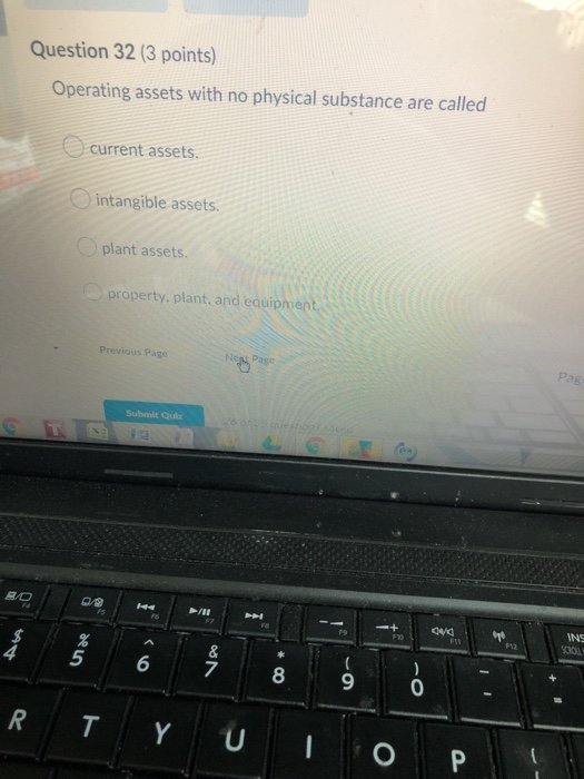  Question 32 (3 points) Operating assets with no physical substance are