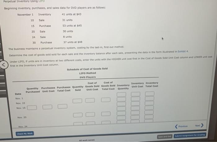  Perpetual Inventory Using UFO Beginning inventory, purchases, and sales data for