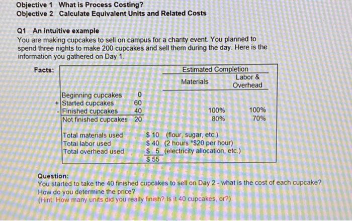  Objective 1 What is Process Costing? Objective 2 Calculate Equivalent Units
