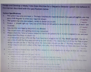  Design and Develop a Mealy Finite State Machine for a Sequence