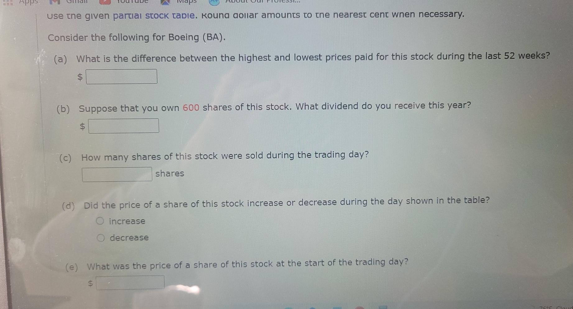  Apps din SI Use the given partial stock table. Rouna dollar