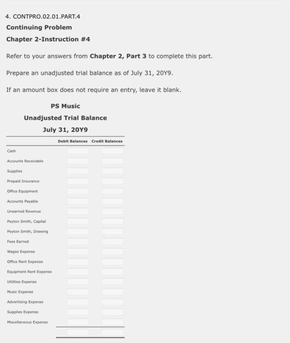 Post the journal entries completed in Chapter 2 Part 2 to the