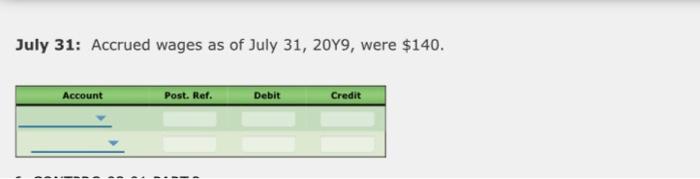 1-14, and use journal page 2 for transactions from July 16-31. Extend