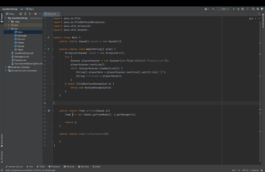 six classes Main, Mananger, Person, Player,Squad,Team. add photos. Java For Industry: Take