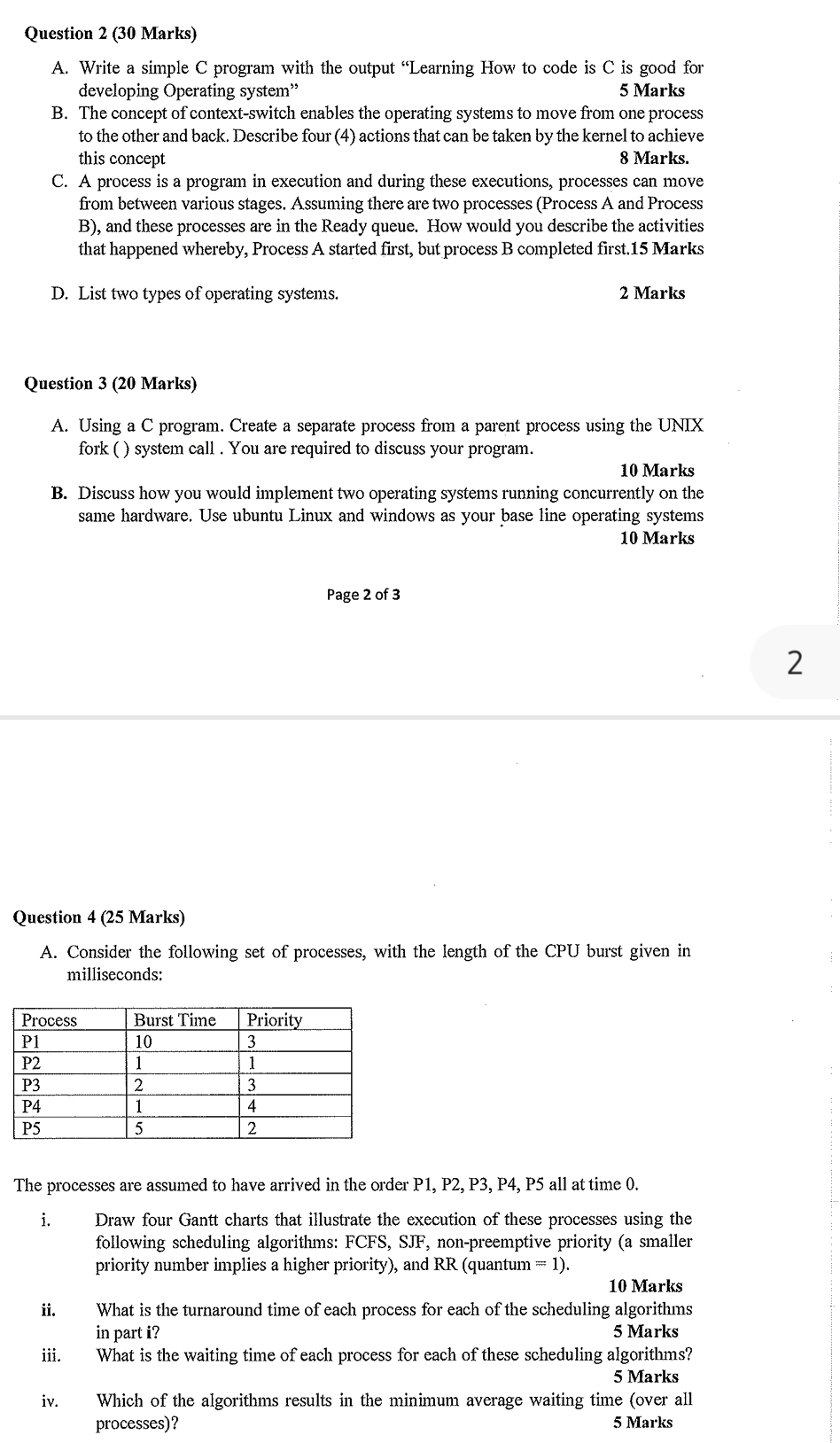  Question 2(30 Marks) A. Write a simple C program with the