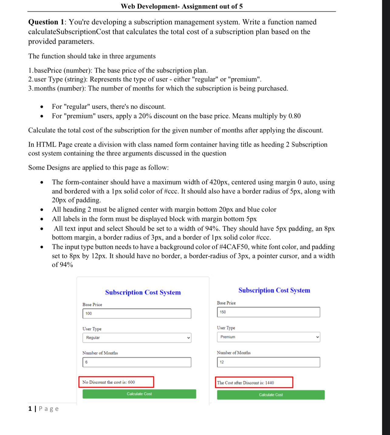  Web Development- Assignment out of 5 Question 1: You're developing a