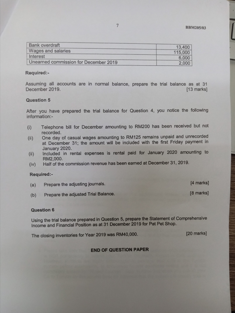 The following transactions occurred during April: April 1 Collected RM2,000 cash in