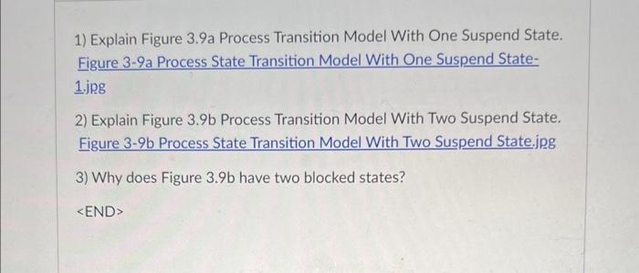  1) Explain Figure 3.9a Process Transition Model With One Suspend State.