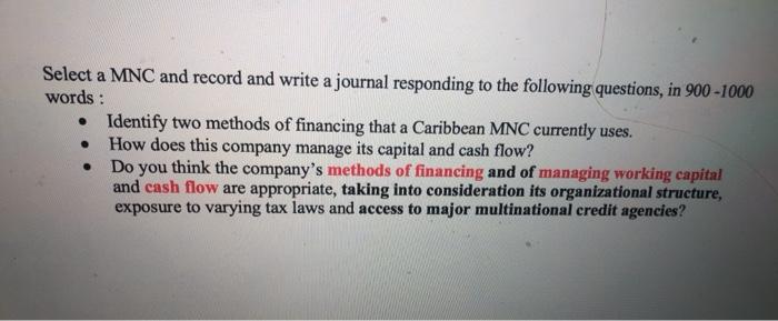  Select a MNC and record and write a journal responding to