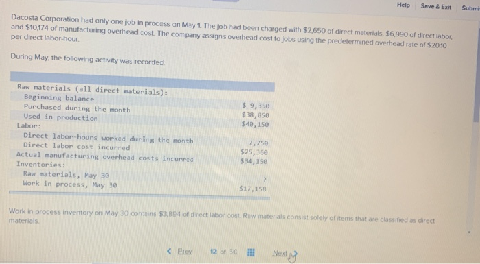  Help Save & Exit Submi Dacosta Corporation had only one job
