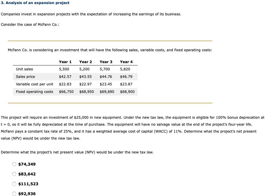  Now determine what the project's NPV would be when using straight-line