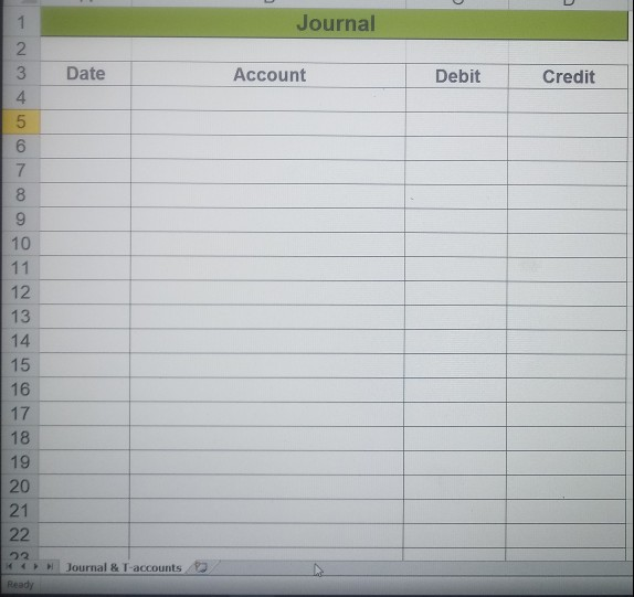 Please Solve Journal Date Account Debit Credit