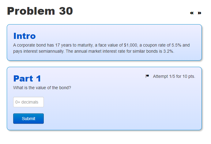  Problem 30 Intro A corporate bond has 17 years to maturity,