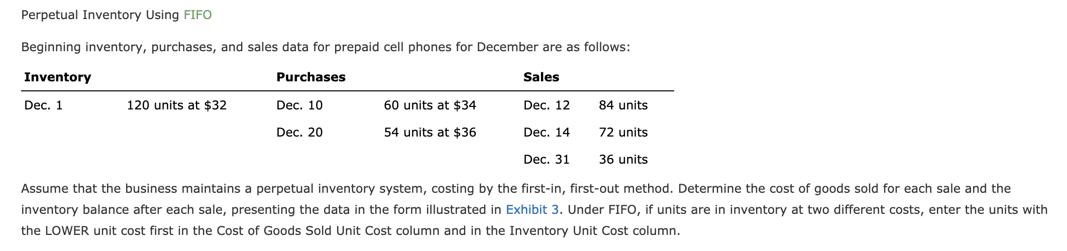  Perpetual Inventory Using FIFO Beginning inventory, purchases, and sales data for