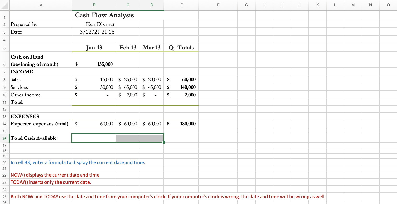 please include formulas A B D E F. G I 1 J