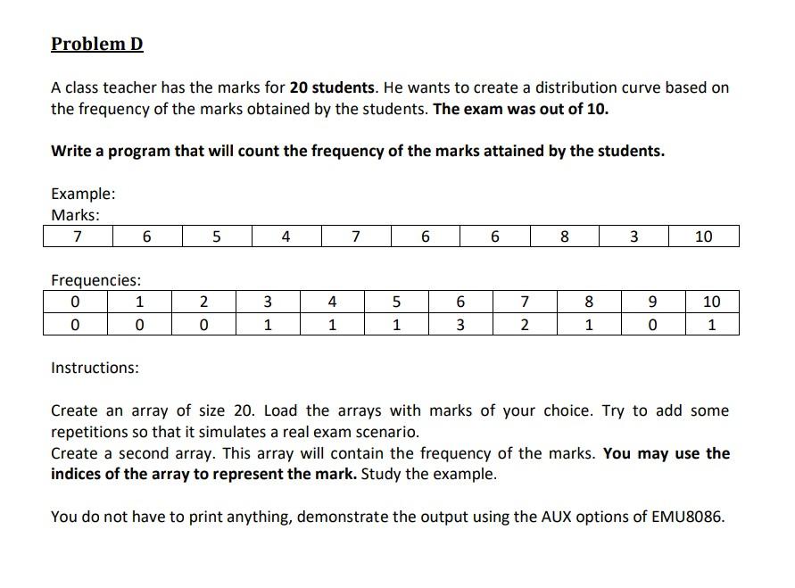 (Microprocessor Interfacing & Embedded System Lab) Problem D A class teacher has