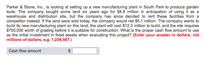  Parker & Stone, Inc., is looking at setting up a new