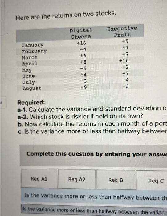 Is the variance more or less than halfway between the variance of