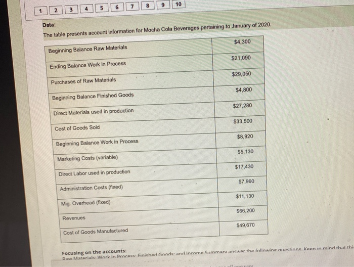  8 10 2 1 5 2 3 4 Data: The table