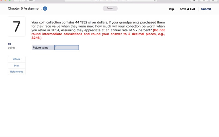 dollars, not millions, rounded to 2 decimal places, e.g., 1,234,567.89) points Present