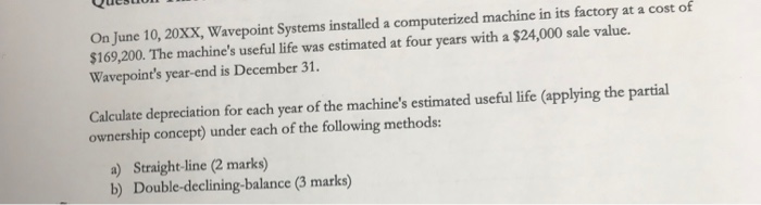  On June 10, 20XX, Wavepoint Systems installed a computerized machine in
