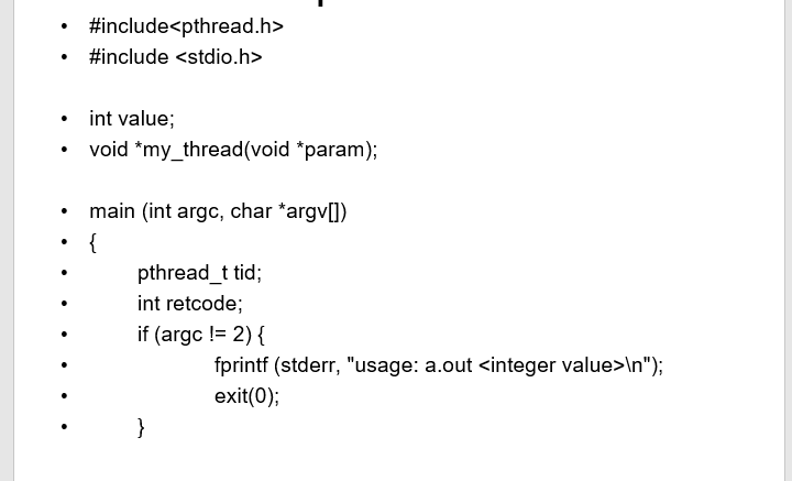  #include #include . int value; void my_thread(void 'param); main (int argc,