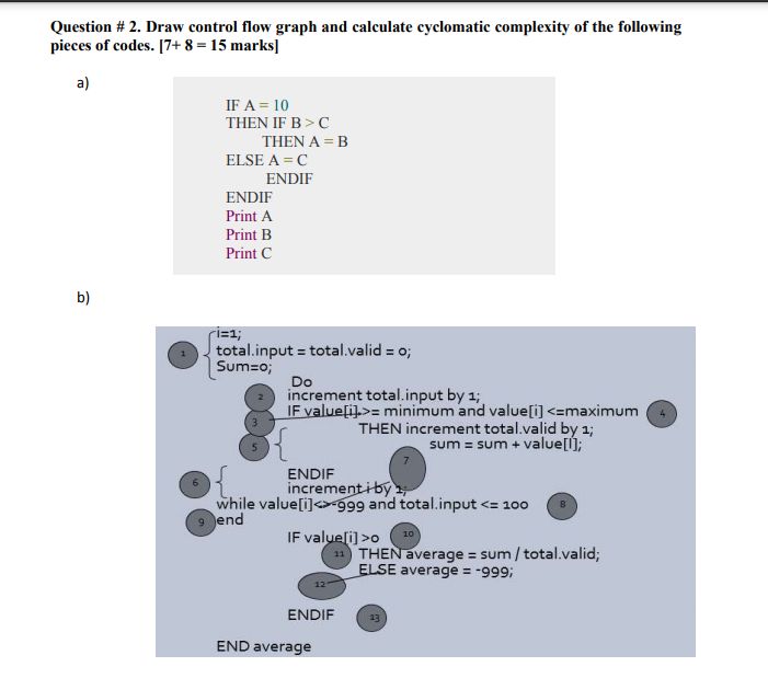 (M=? method) b) a) c) Question # 2. Draw control flow graph