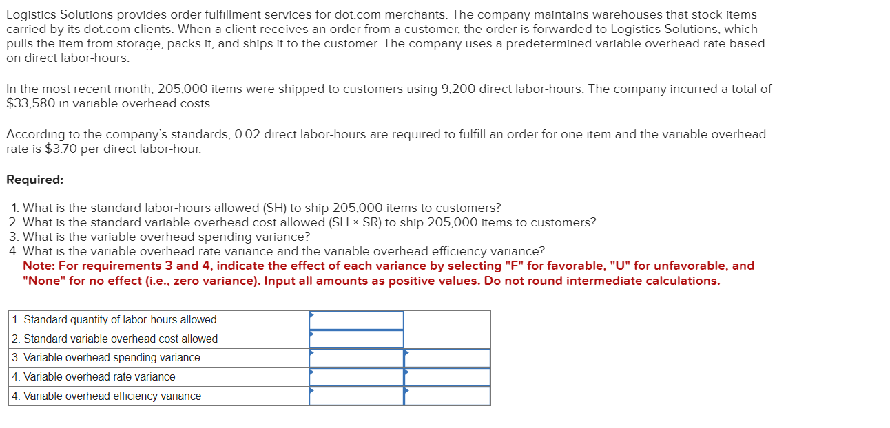  Logistics Solutions provides order fulfillment services for dot.com merchants. The company