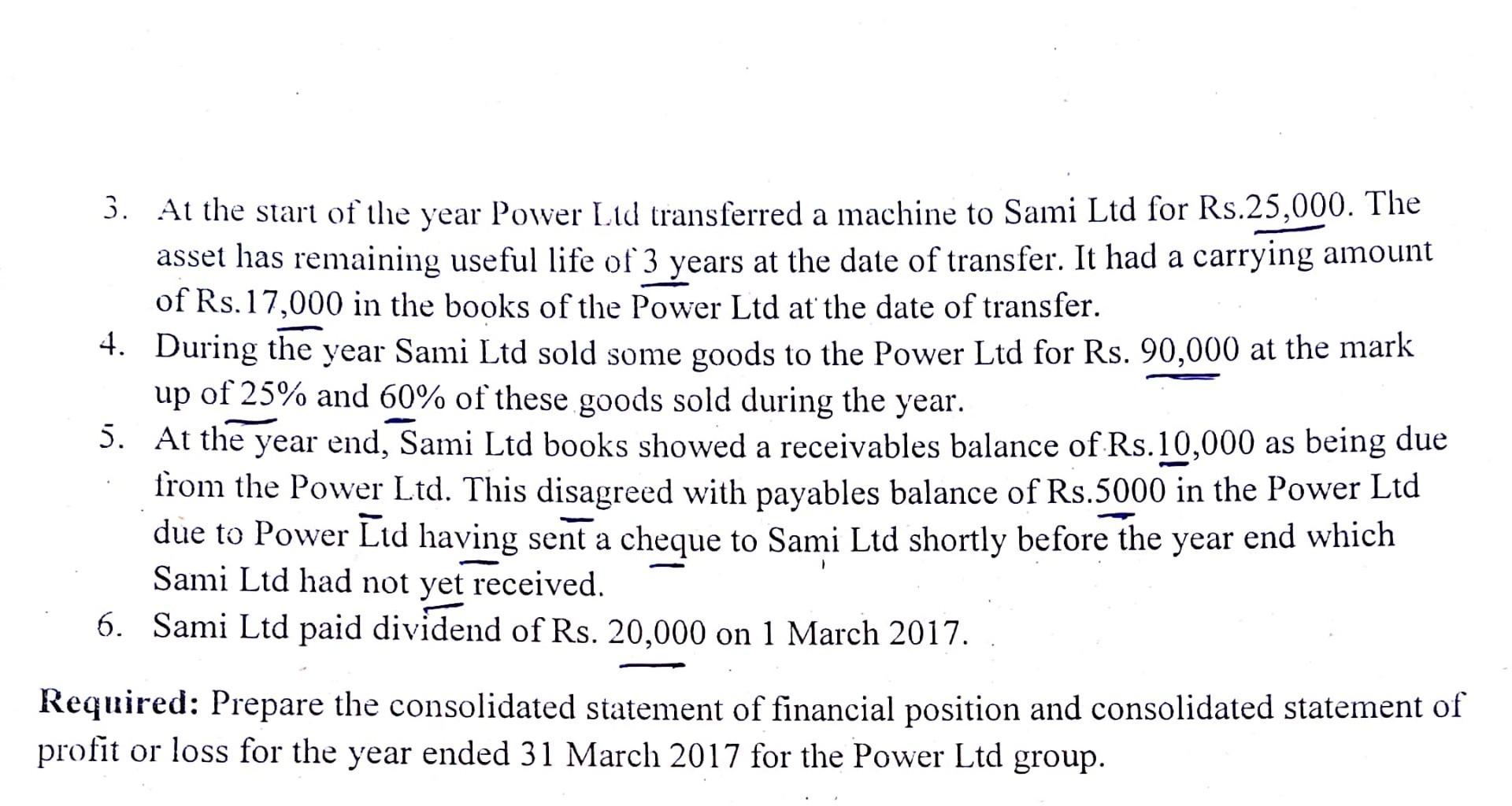 Power Limited acquired 80% of the Sami Limited on 1st April 2014,