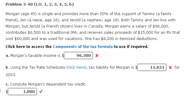 Problem 3-40 (LO. 1, 2, 3, 4, 5, 6) Morgan (age