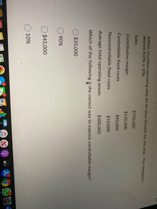  Adidas recorded operating data for its shoe division for the year.