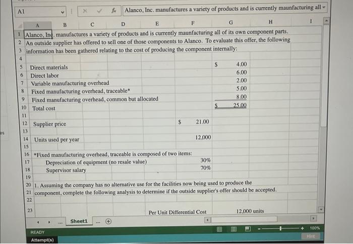 Basic Math Functions Alanco, Inc. manufactures a variety of products and is