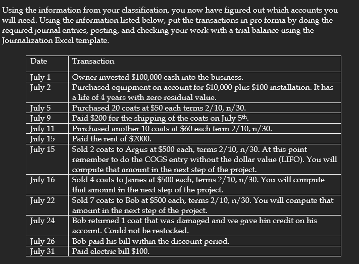  Using the information from your classification, you now have figured out