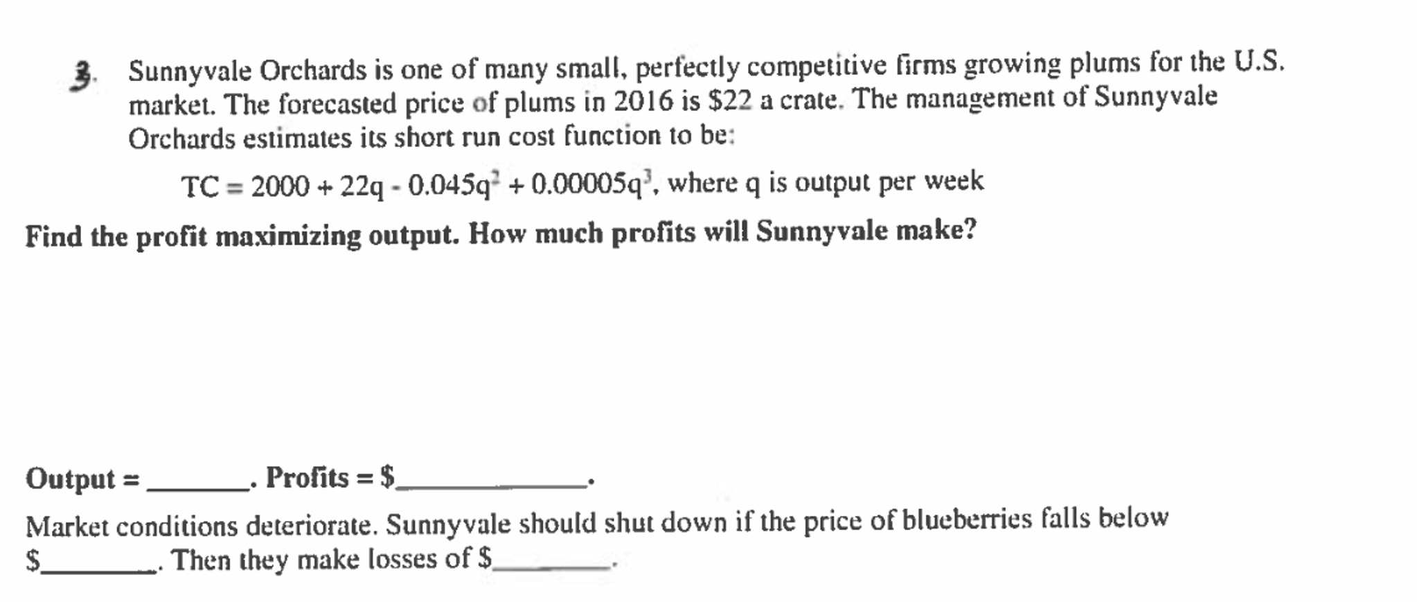  this is all the information that was given. Please help! Sunnyvale