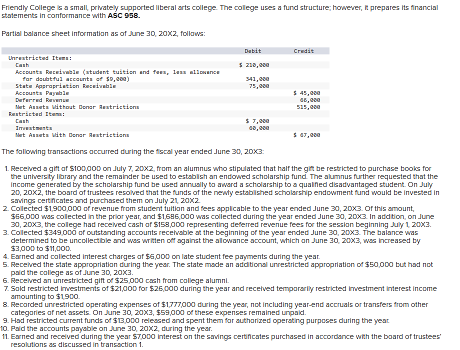 Please solve ASAP, thank you :) Friendly College is a small, privately