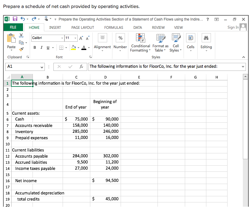  When using the excel (via Connect) you must populate the cells