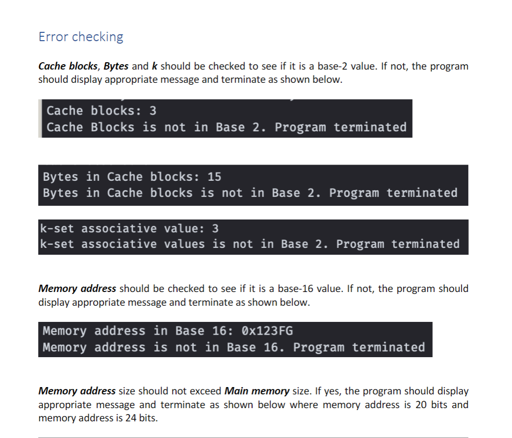 format A2E, where A and E are the user inputs - Cache