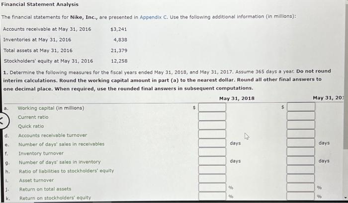  Accounting II complex problem 1. Determine the following measures for the