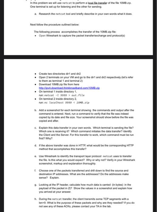  In this problem we will use netcat to perform a lecal