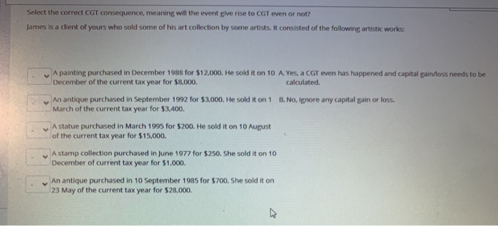  Select the correct CGT consequence, meaning will the event give rise