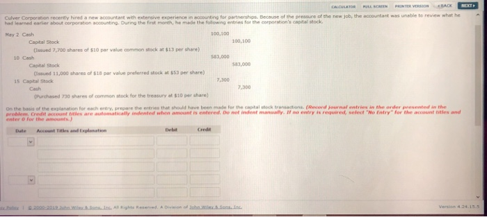  PRINTER VERSION NEXT CALOULATORS sULL SOREM BACK Culver Corporation recently hired