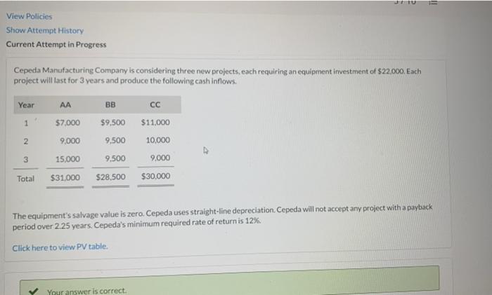  please answer the second table JU View Policies Show Attempt History