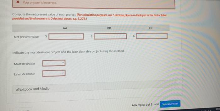 each requiring an equipment investment of $22.000. Each project will last for