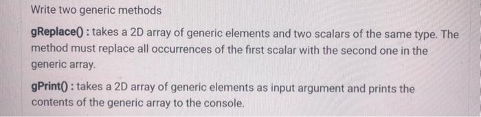 please solve quick Javafx implementation Write two generic methods gReplace 0 :