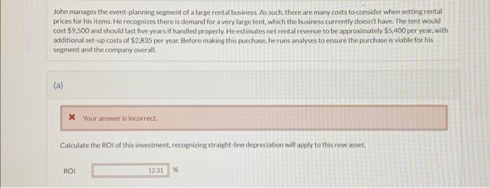 please help with part a John manages the event-planning segment of a