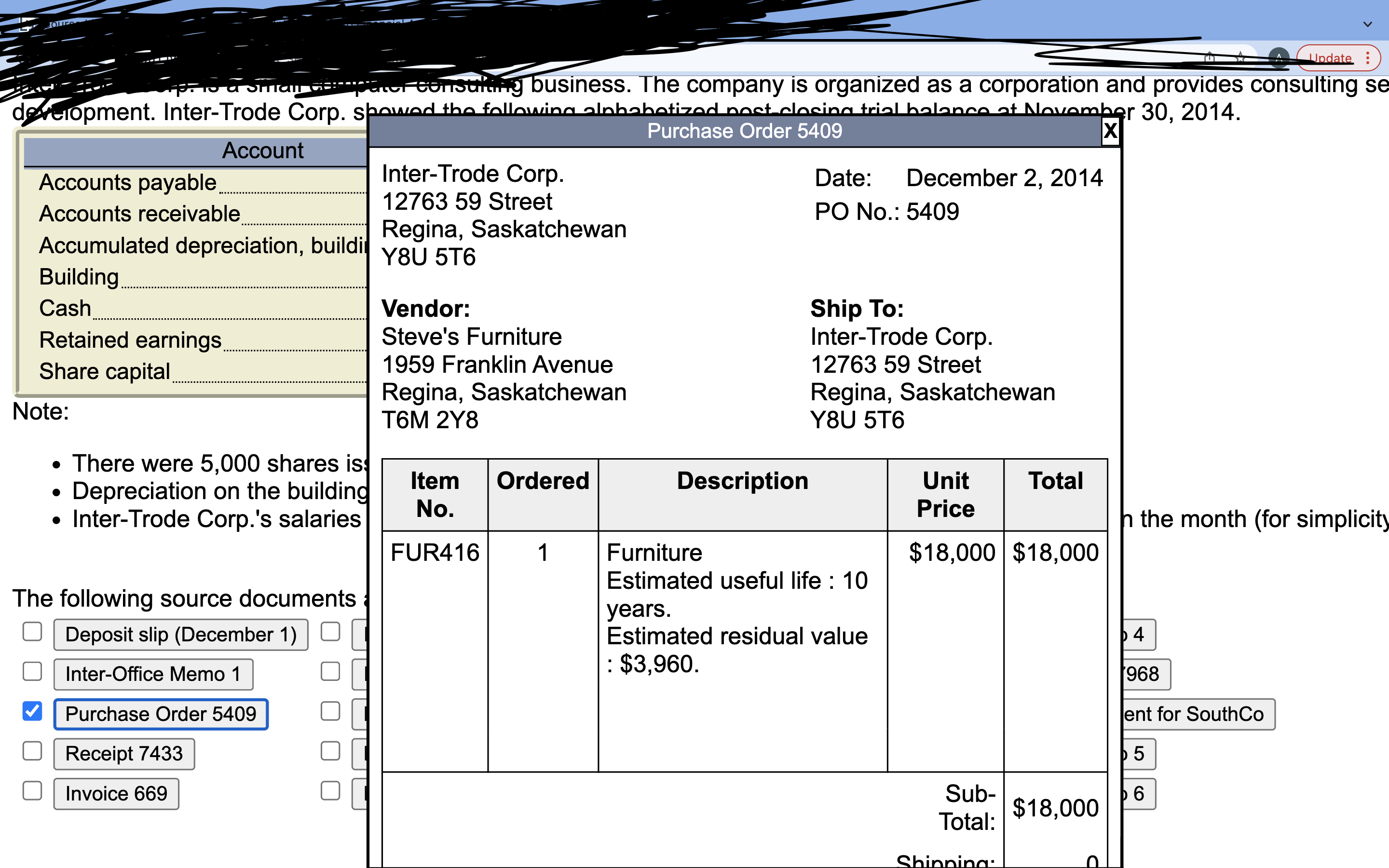 Inter-Trode Corp. showed the following alphabetized post-closing trial balance at November 30,