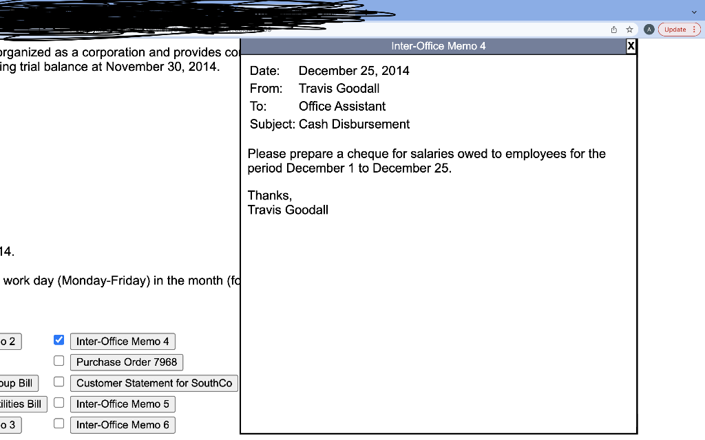 documents and prepare journal entries using this information only. Note that some