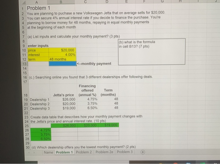  G H A A 1 Problem 1 2 You are planning