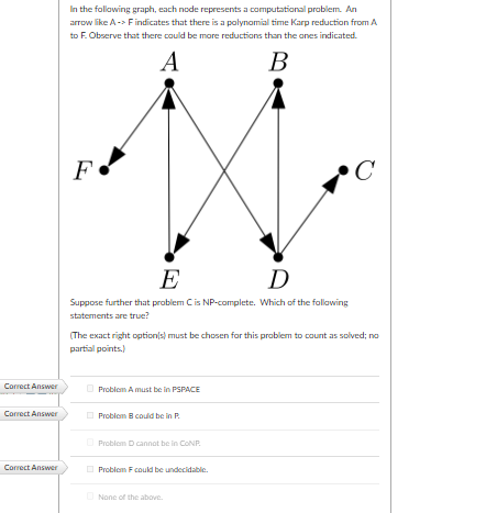  In the following graph, each node represents a computational problem. An